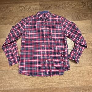 Untuckit Men's Wrinkle Free Button Front Red Plaid Shirt, Long Sleeve XL